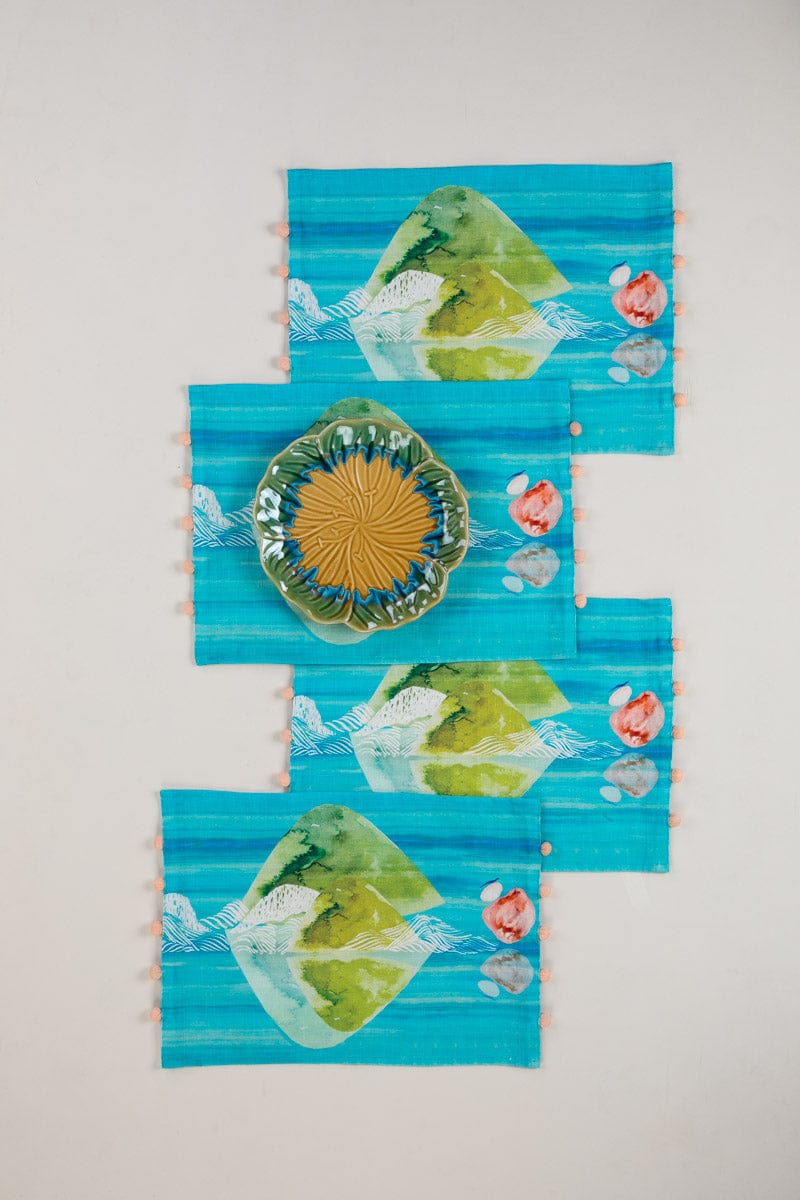 TABLE MATS Pangong Lake Spring Teal Table Mat (Set Of 4)