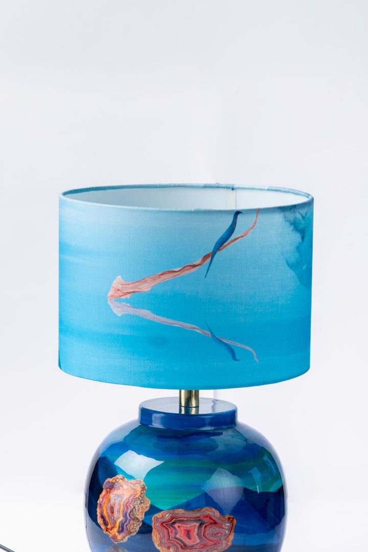 LAMPSHADES Pangong Lake Medium Drum Lampshade (Water Blue)
