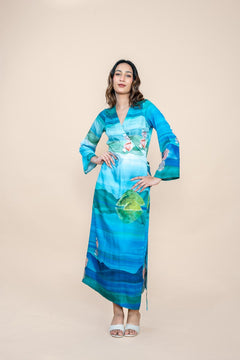 Pangong Lake Wrap Dress (Water Blue)