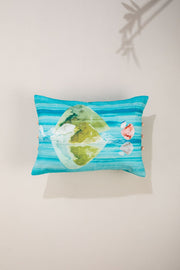 PRINT & PATTERN CUSHIONS Pangong Lake Spring Teal Cushion Cover (36 X 51 Cm)