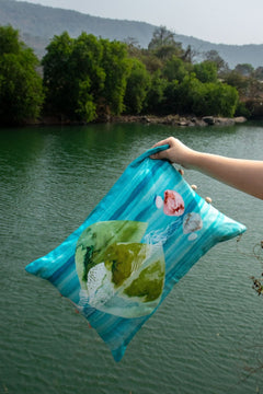 Pangong Lake Spring Teal Cushion Cover (36 X 51 Cm)