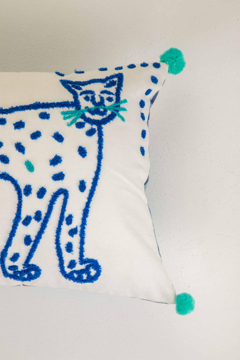 ACCENT CUSHIONS Panther Blue And White Cushion Cover (36 Cm X 90 Cm)