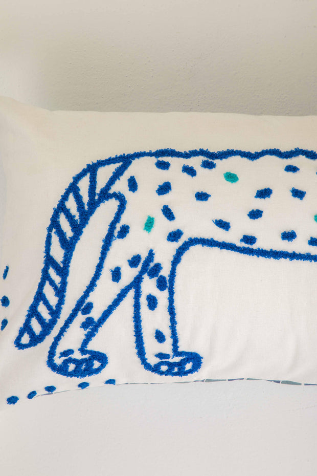 ACCENT CUSHIONS Panther Blue And White Cushion Cover (36 Cm X 90 Cm)