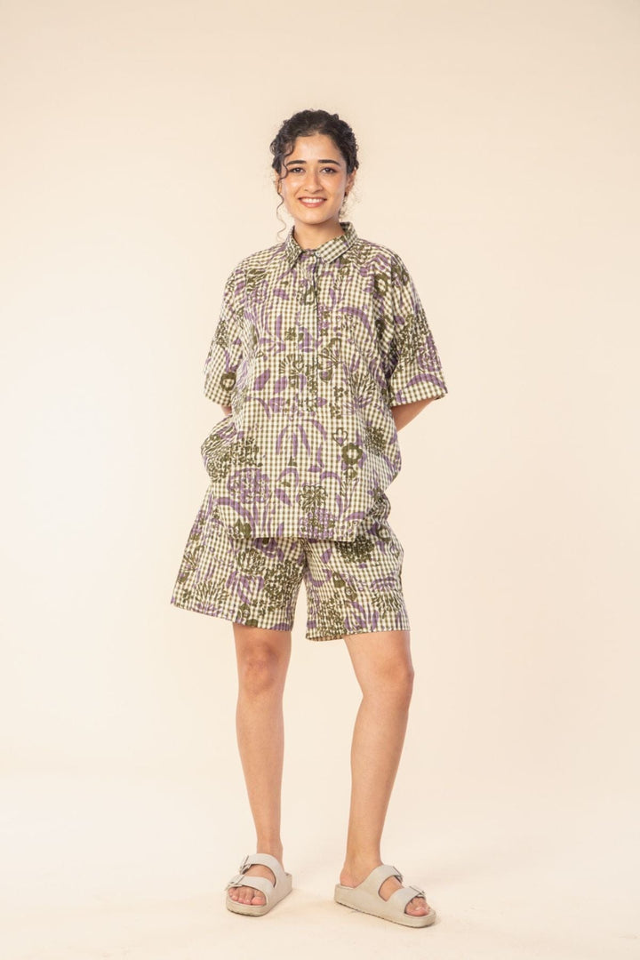 BOTTOMS Para Para Chequered Easy Short (Gungho Green)