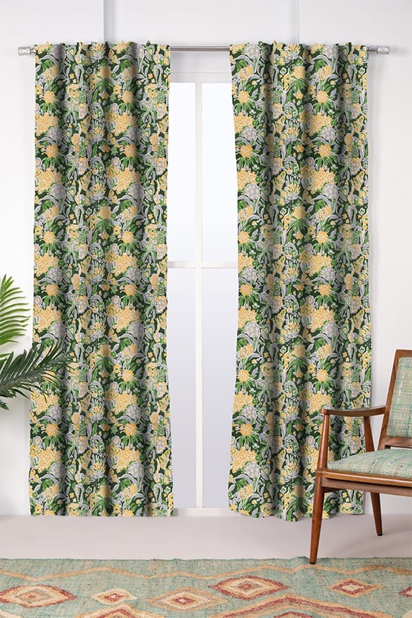 CURTAINS Para Para Cotton Drapes And Blinds (Emerald Green)