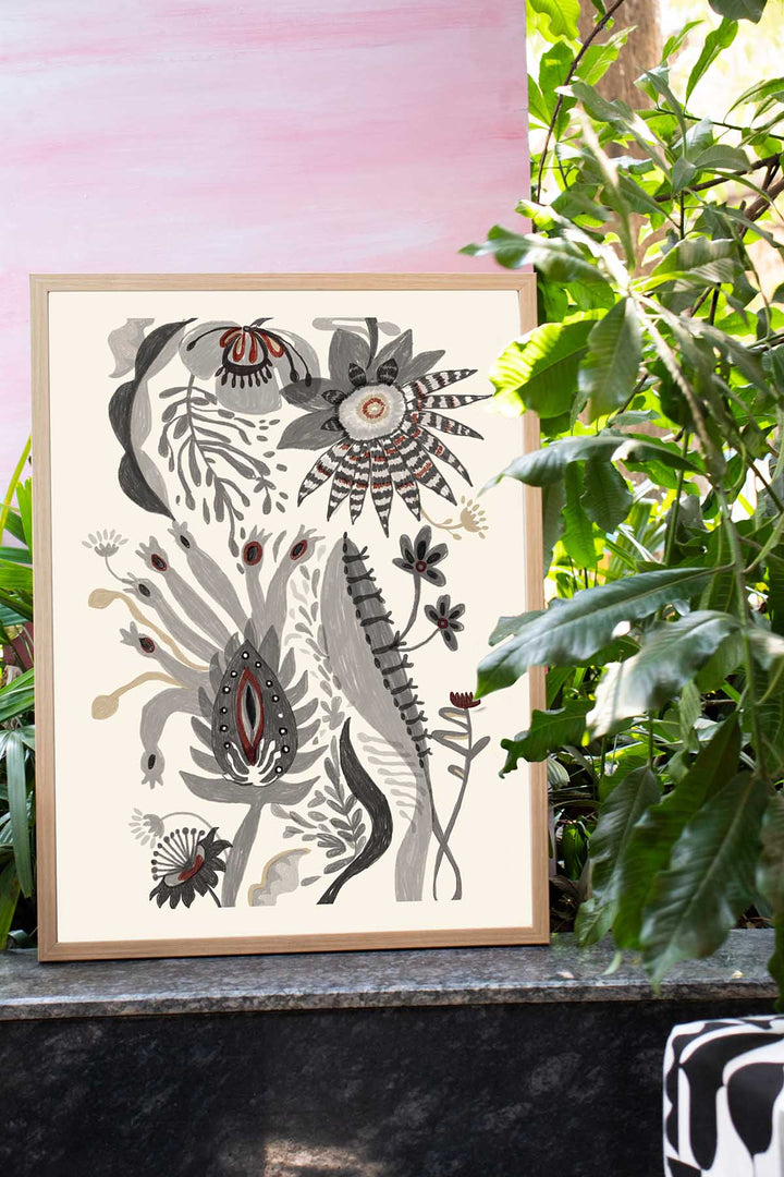 WALL ACCENTS Passiflora Graphic Wall Art (Ash Grey)