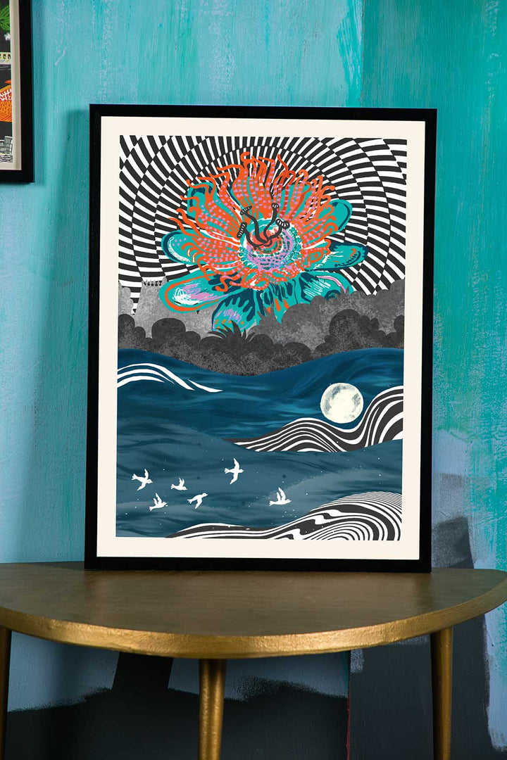 WALL ACCENTS Passiflora Illusion Wall Art (Charcoal)