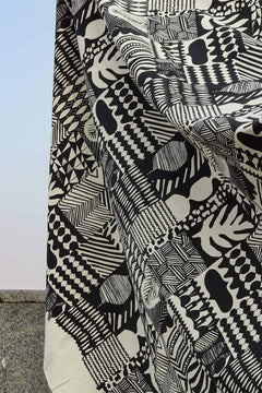 CURTAINS Patchwork Cotton Drapes And Blinds (Black And White)