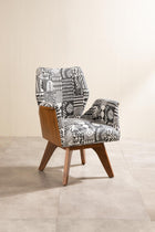Wrap Accent Chair in Patchwork Fabric