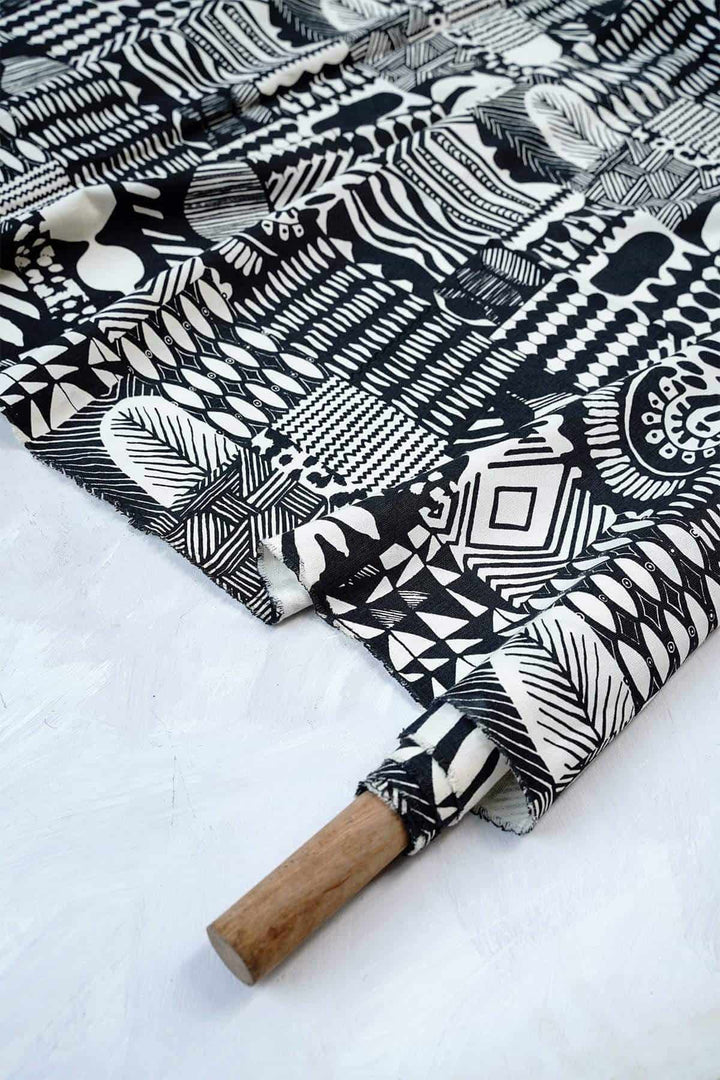 UPHOLSTERY FABRIC SWATCH Patchwork Black And White Upholstery Fabric Swatch
