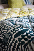 PRINT & PATTERN QUILTS Patchwork Blue And  Lime Quilt