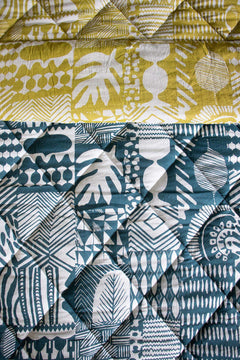 PRINT & PATTERN QUILTS Patchwork Blue And  Lime Quilt