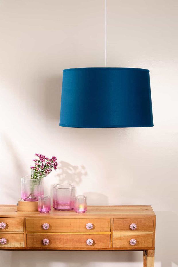 LAMPSHADES Patchwork Large Drum Lampshade (Sky Blue)