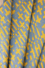 UPHOLSTERY FABRIC SWATCH Gyamati Printed Grey Yellow Fabric Swatch
