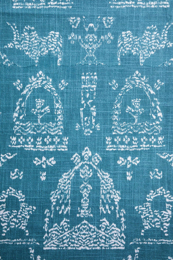 Koda Grama Printed Dark Teal Fabric Swatch