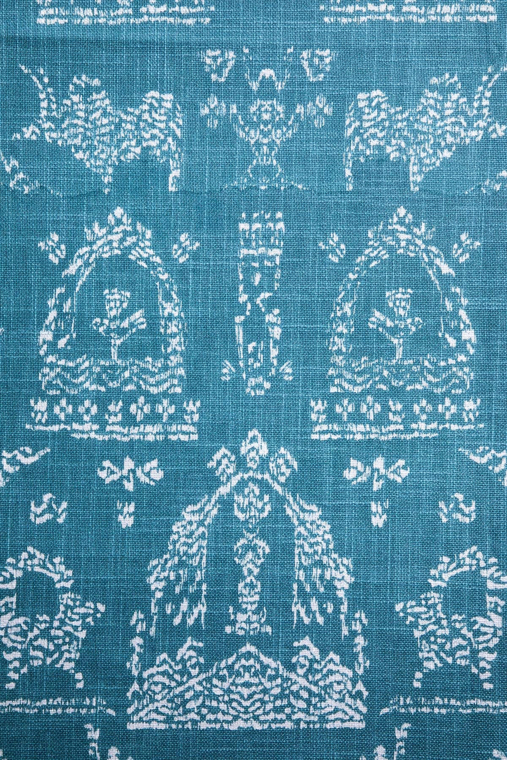 UPHOLSTERY FABRIC SWATCH Koda Grama Printed Dark Teal Fabric Swatch