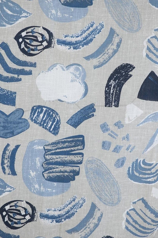 UPHOLSTERY FABRIC SWATCH Crayon Coastal Blue Printed Fabric Swatch