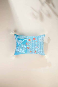 ACCENT CUSHIONS Phases Of Moon Aqua Blue Cushion Cover (36 Cm X 50 Cm)
