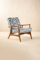 Pi Accent Chair in Medallion Tree Indigo Fabric