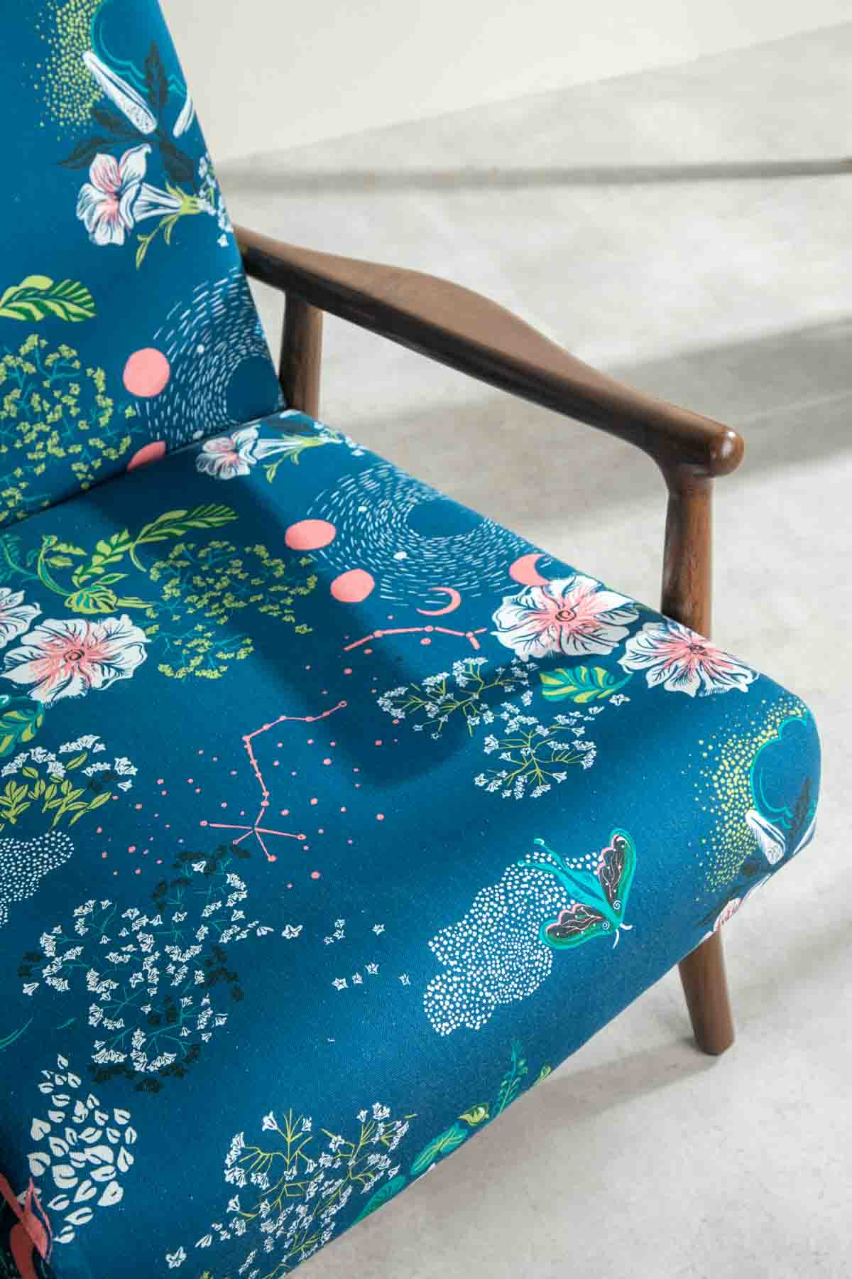 Moonflower Moonlit Blue Fabric