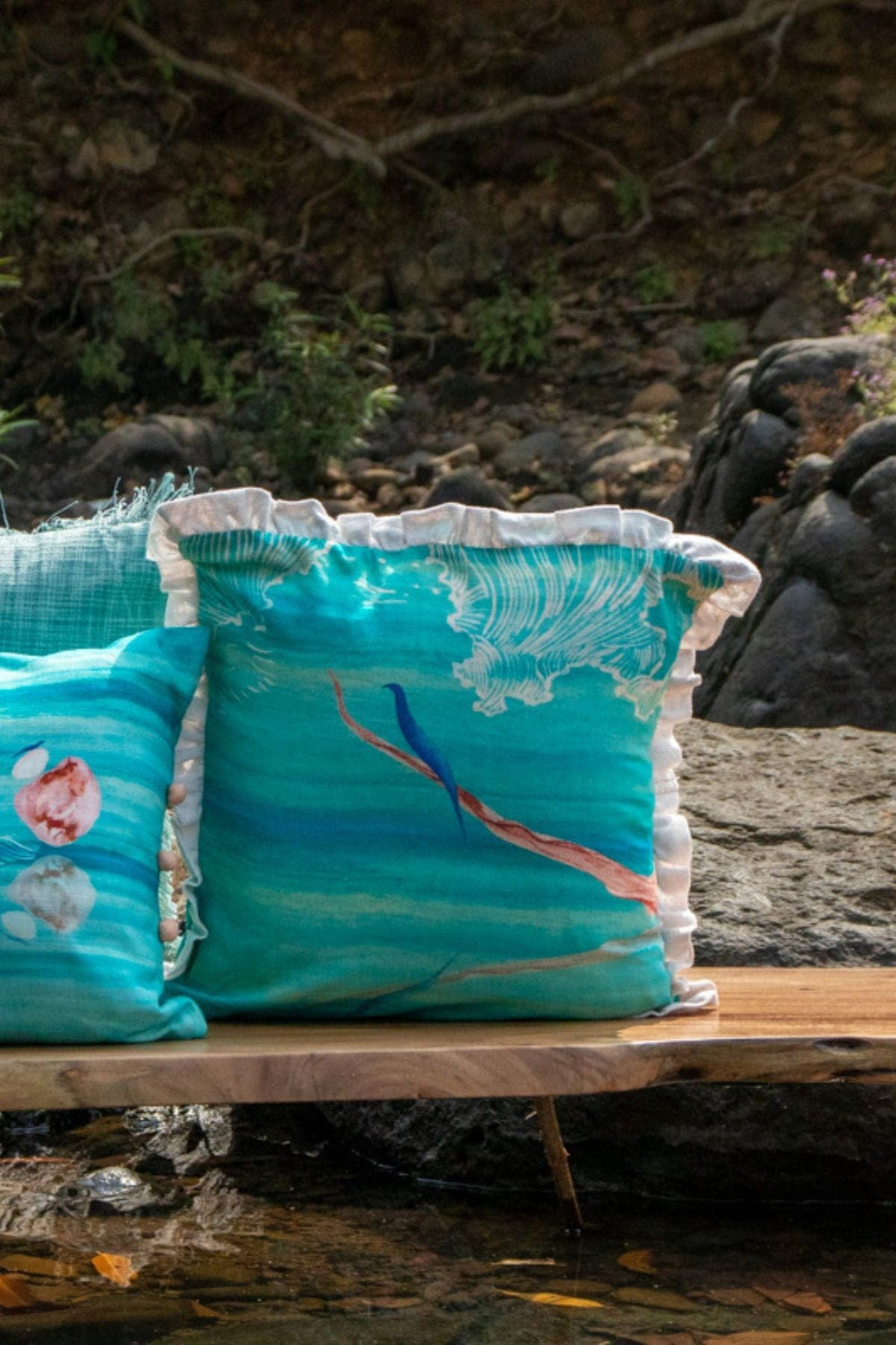 PRINT & PATTERN CUSHIONS Pica Pica Spring Teal Cushion Cover (41 X 41 Cm)