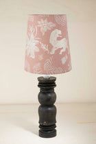 Pillar Charcoal Table Lamp with Ahnan Taper Lampshade (Peach)