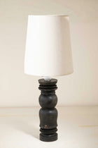 Pillar Charcoal Table Lamp with Solid Taper Lampshade (Off White)