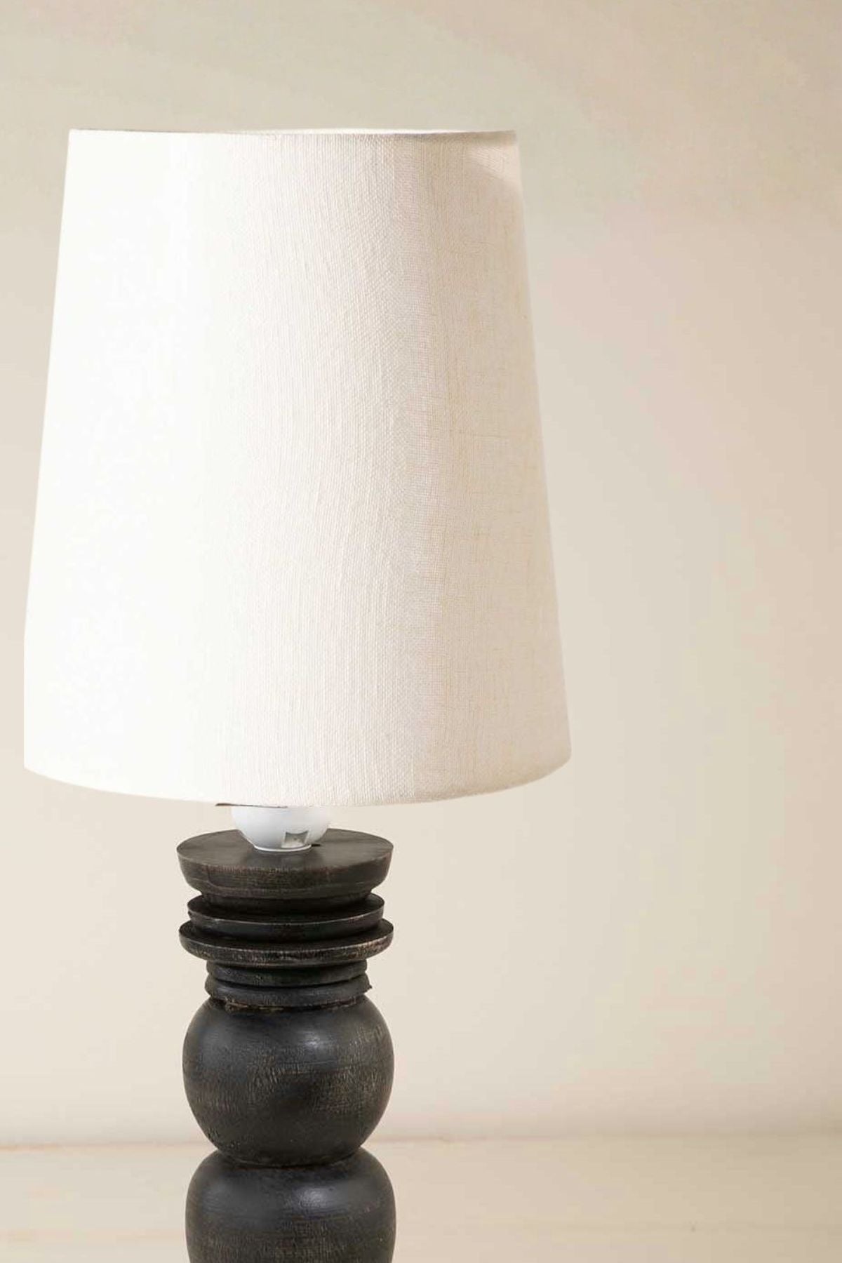 Pillar Charcoal Table Lamp with Solid Taper Lampshade (Off White)