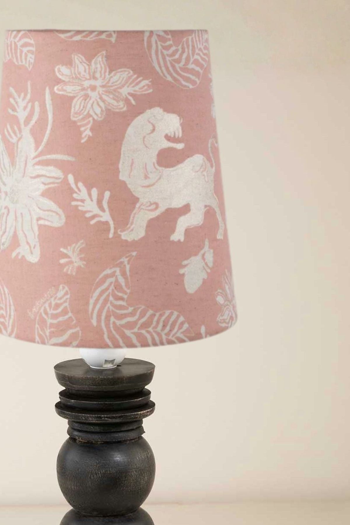 Pillar Charcoal Table Lamp with Ahnan Taper Lampshade (Peach)