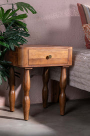 BEDSIDE TABLES Pillar Acacia Wood Bedside Table