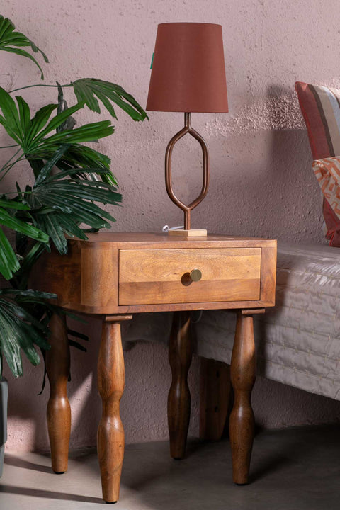 BEDSIDE TABLES Pillar Acacia Wood Bedside Table