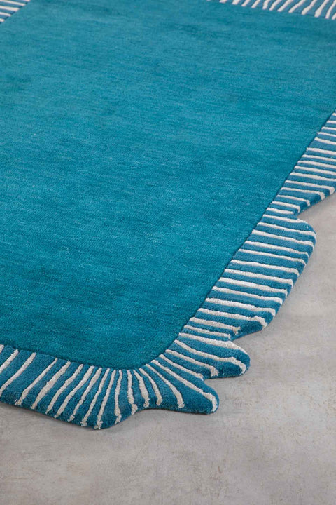 WOVEN RUG Pillar Tufted Shaped Printed Rug (Water Blue)