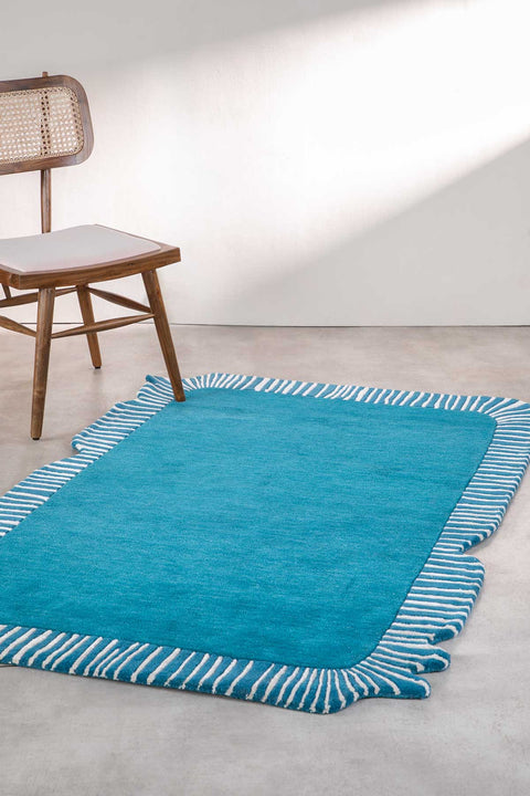 WOVEN RUG Pillar Tufted Shaped Printed Rug (Water Blue)