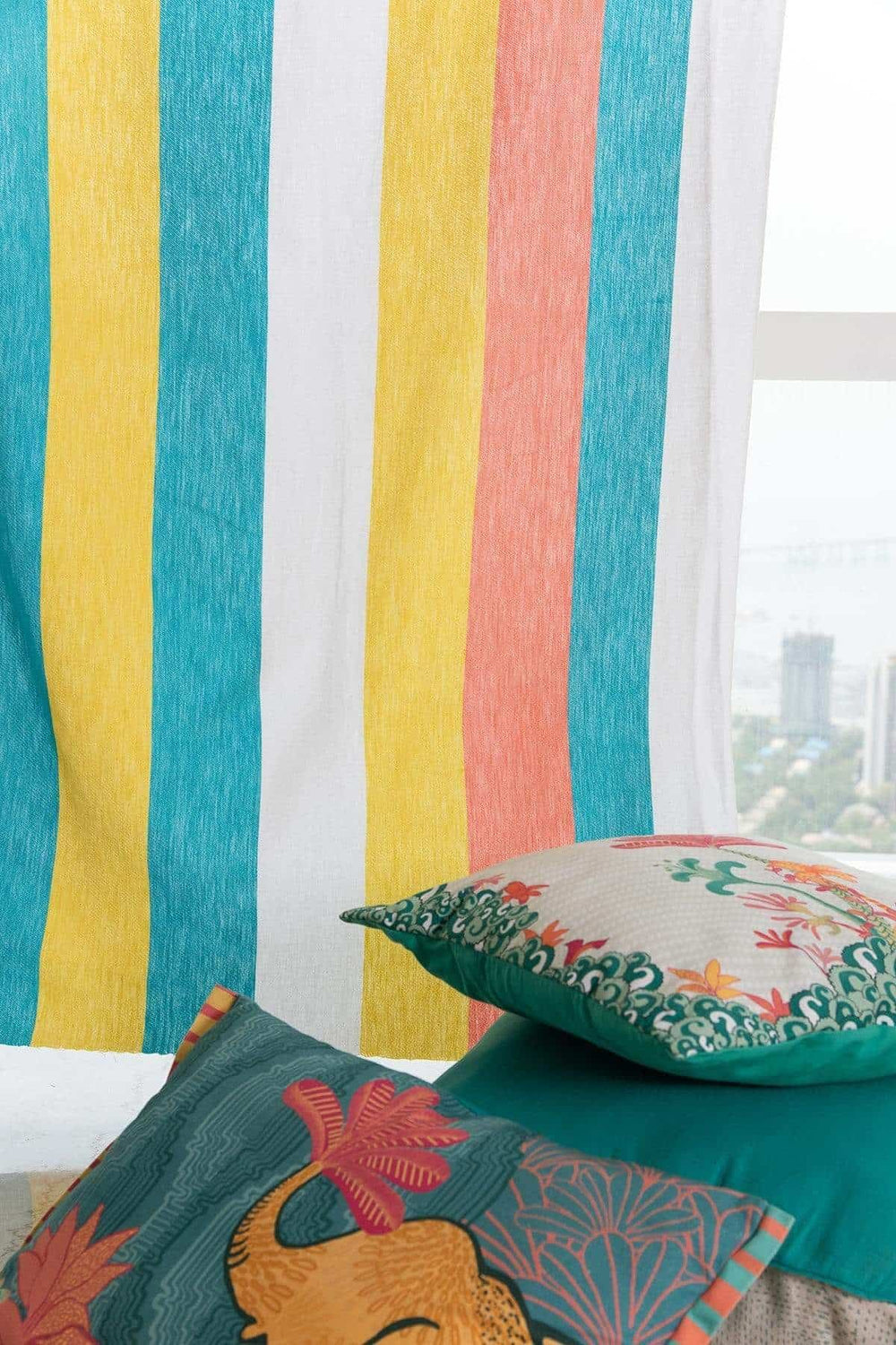 PRINT & PATTERN COTTON FABRICS Playhouse Cotton Fabric And Curtains (Multi-Colored)