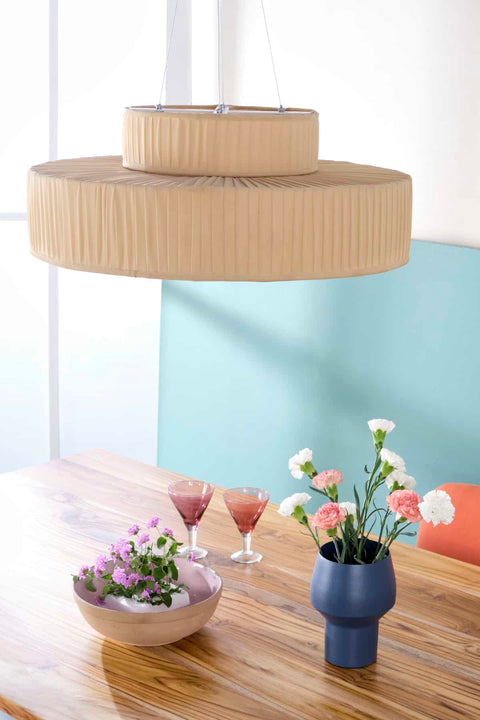 PENDANT LAMPS Pleated Fabric Round Pendant Lamp