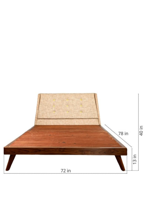 BEDS Poise Teak Wood Upholstered Bed