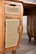 STUDY TABLES Primitive Acacia Wood And Wicker Study Table