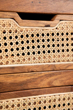 STUDY TABLES Primitive Acacia Wood And Wicker Study Table