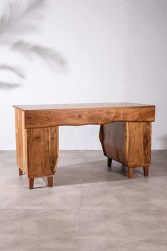 STUDY TABLES Primitive Acacia Wood And Wicker Study Table