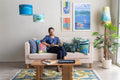 Ooty Geo Water Blue Cushion Cover (46 X 46 Cm)