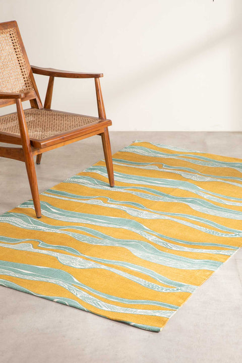 PRINT & PATTERN RUGS Puzzikoli Printed Rug (Ochre Yellow)