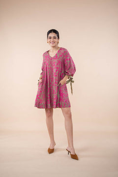 DRESSES Puzzle Tree Short Dress (Merlot Pink)