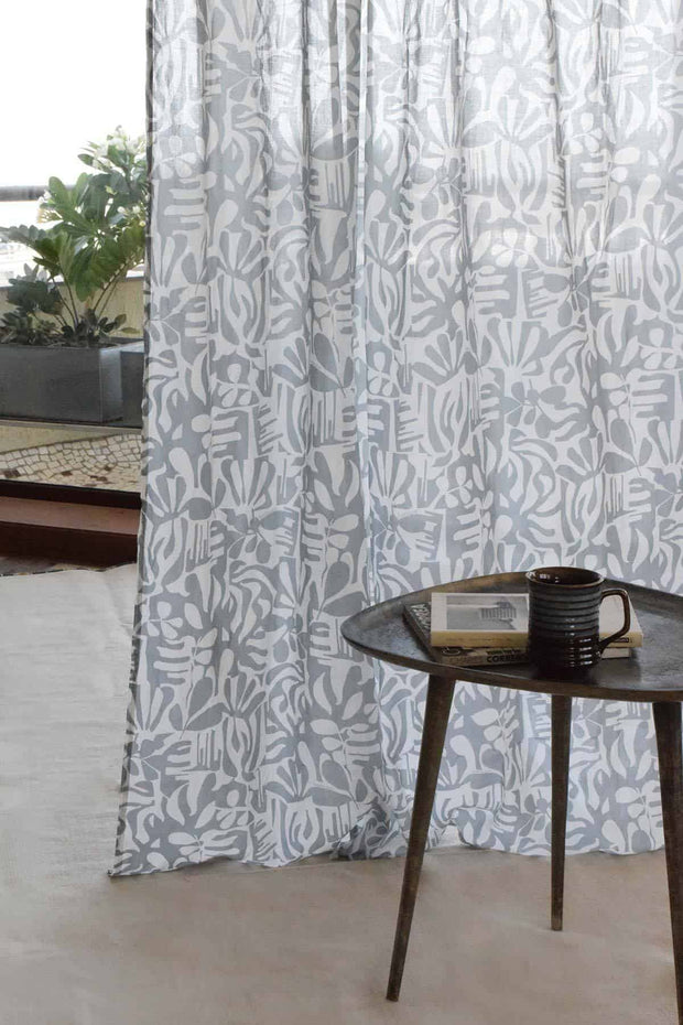 SHEER FABRIC AND CURTAINS Puzzle Tree Sheer Fabric And Curtains (Grey)