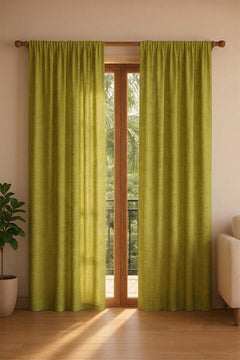 SOLID & TEXTURE HEAVY FABRICS Raffia Citron Green Woven Heavy Fabric And Curtains