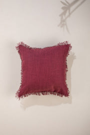 SOLID & TEXTURED CUSHIONS Raffia Plum Red Cushion Cover (46 X 46 Cm)
