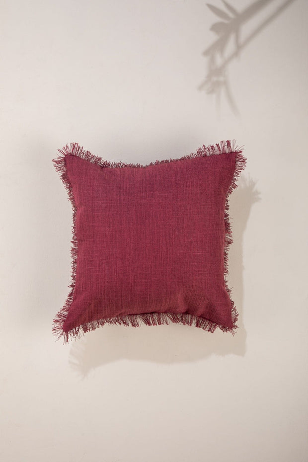 SOLID & TEXTURED CUSHIONS Raffia Plum Red Cushion Cover (46 X 46 Cm)