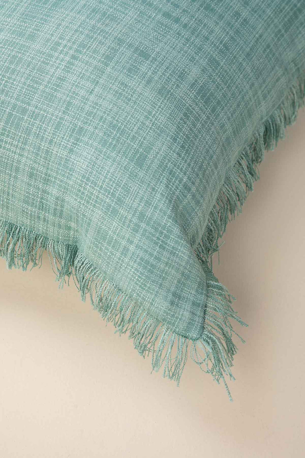 SOLID & TEXTURED CUSHIONS Raffia Turquoise Cushion Cover (46 X 46 Cm)