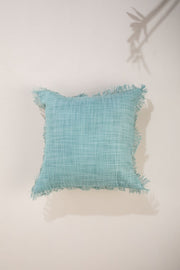 SOLID & TEXTURED CUSHIONS Raffia Turquoise Cushion Cover (46 X 46 Cm)