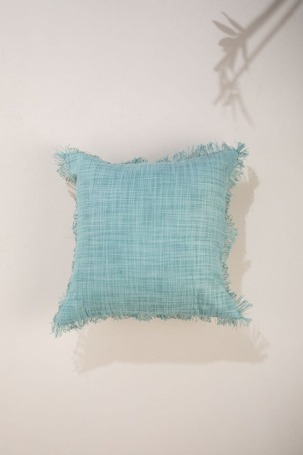 SOLID & TEXTURED CUSHIONS Raffia Turquoise Cushion Cover (46 X 46 Cm)
