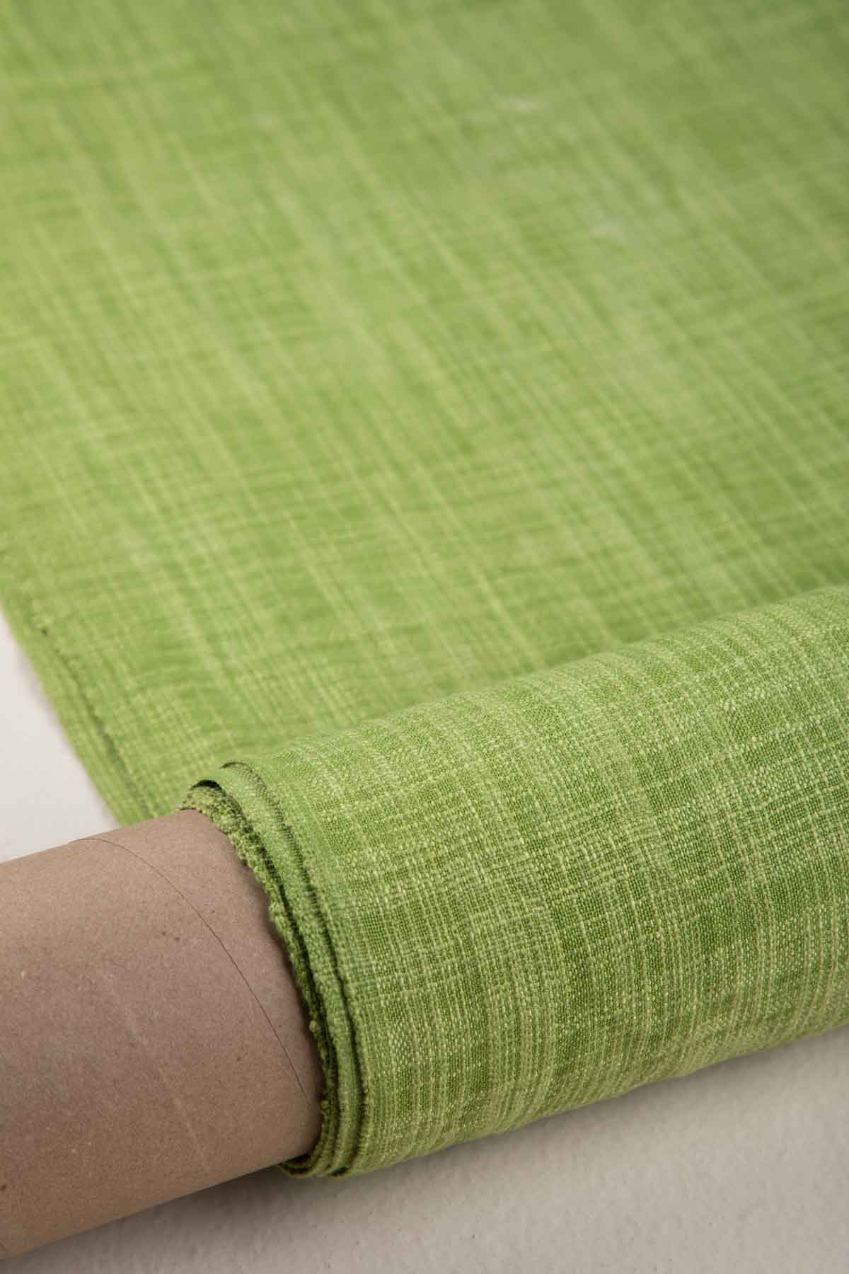 Raffia Citron Green Woven Heavy Fabric And Curtains